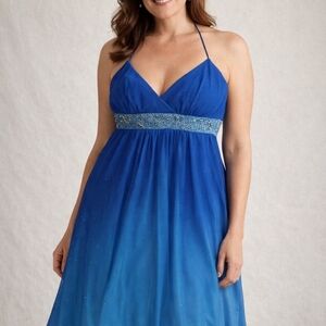 October Love Strapless Blue Dress